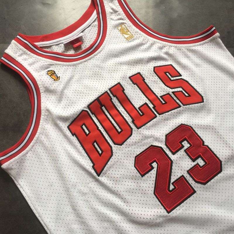 1996/97 Chicago Bulls JORDAN #23 White Champion Classics Basketball Jersey (Closely Stitched)