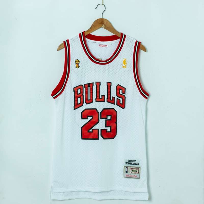 1996/97 Chicago Bulls JORDAN #23 White Champion Classics Basketball Jersey (Stitched)