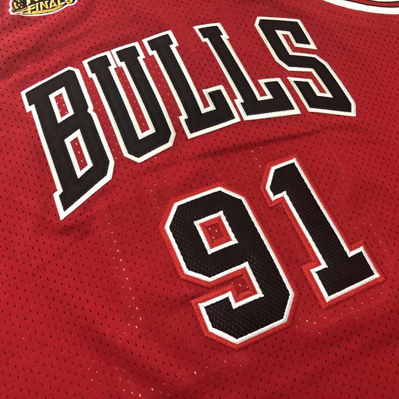 1997/98 Chicago Bulls RODMAN #91 Red Finals Classics Basketball Jersey (Closely Stitched)