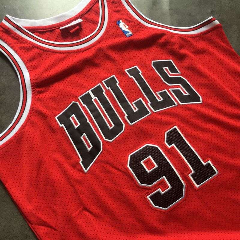 1997/98 Chicago Bulls RODMAN #91 Red Classics Basketball Jersey (Closely Stitched)