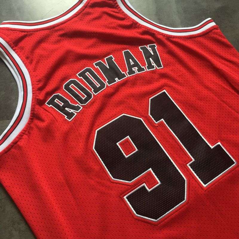 1997/98 Chicago Bulls RODMAN #91 Red Classics Basketball Jersey (Closely Stitched)