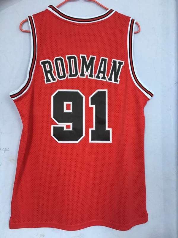 1997/98 Chicago Bulls RODMAN #91 Red Classics Basketball Jersey (Stitched)