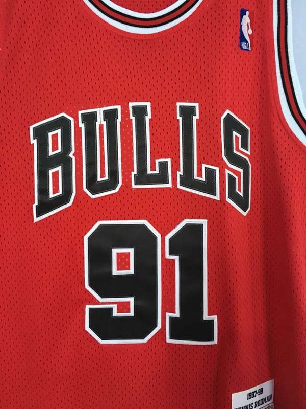 1997/98 Chicago Bulls RODMAN #91 Red Classics Basketball Jersey (Stitched)