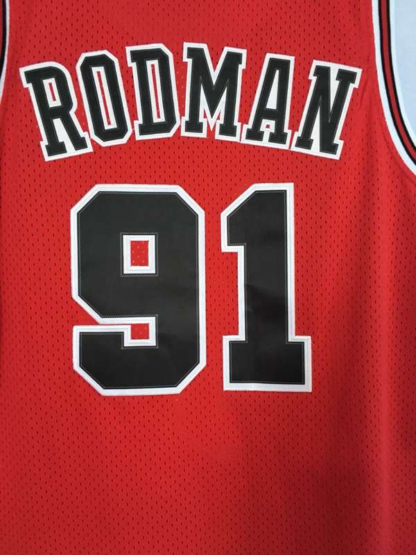 1997/98 Chicago Bulls RODMAN #91 Red Classics Basketball Jersey (Stitched)