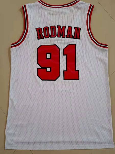 1997/98 Chicago Bulls RODMAN #91 White Classics Basketball Jersey (Stitched)