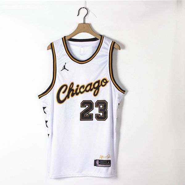 Chicago Bulls JORDAN #23 White AJ Basketball Jersey (Stitched)