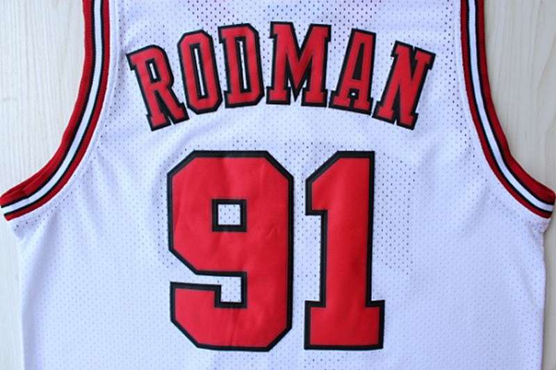 Chicago Bulls RODMAN #91 White Classics Basketball Jersey (Stitched)