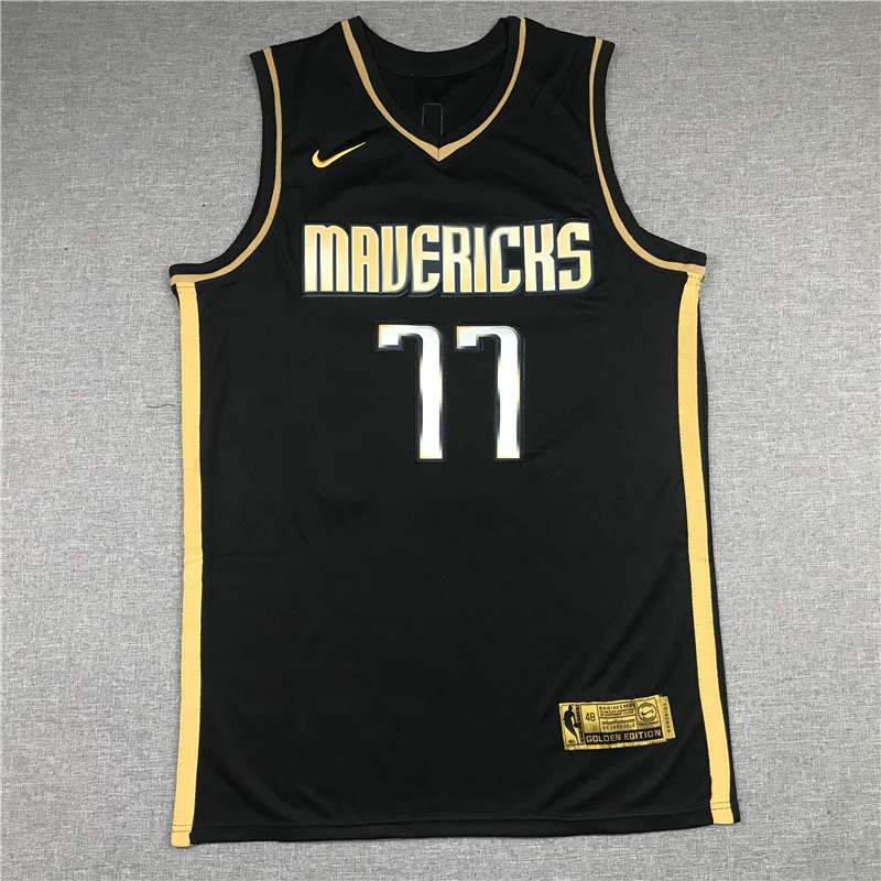 20/21 Dallas Mavericks DONCIC #77 Black Gold Basketball Jersey (Stitched)