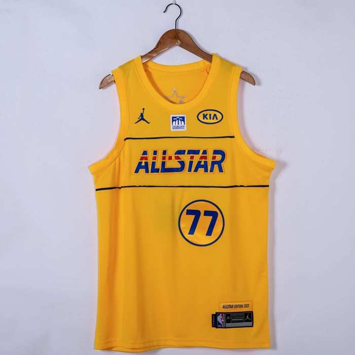 2021 Dallas Mavericks DONCIC #77 Yellow All Star Basketball Jersey (Stitched)