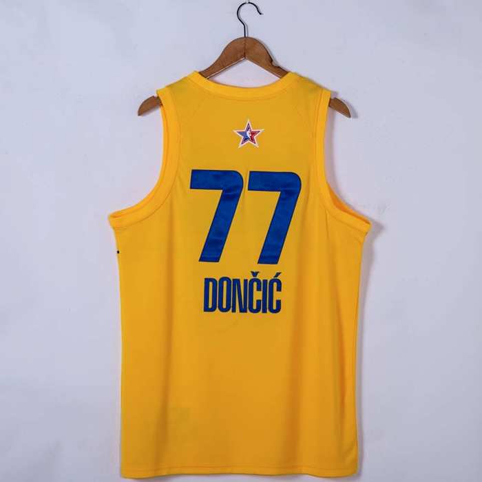 2021 Dallas Mavericks DONCIC #77 Yellow All Star Basketball Jersey (Stitched)