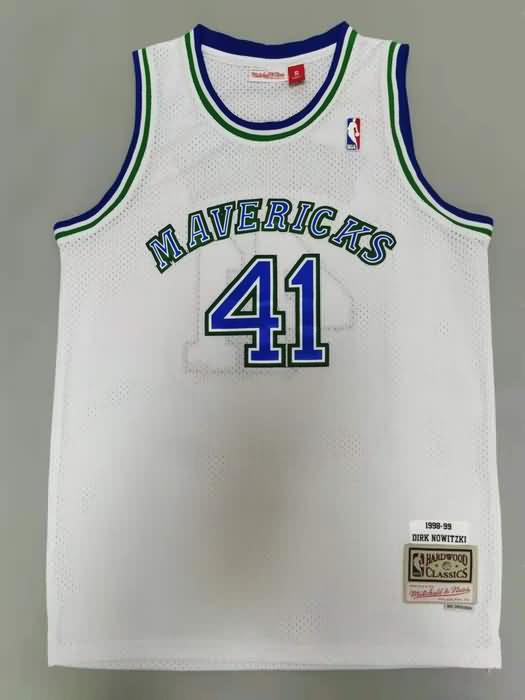 1998/99 Dallas Mavericks NOWITZKI #41 White Classics Basketball Jersey (Stitched)
