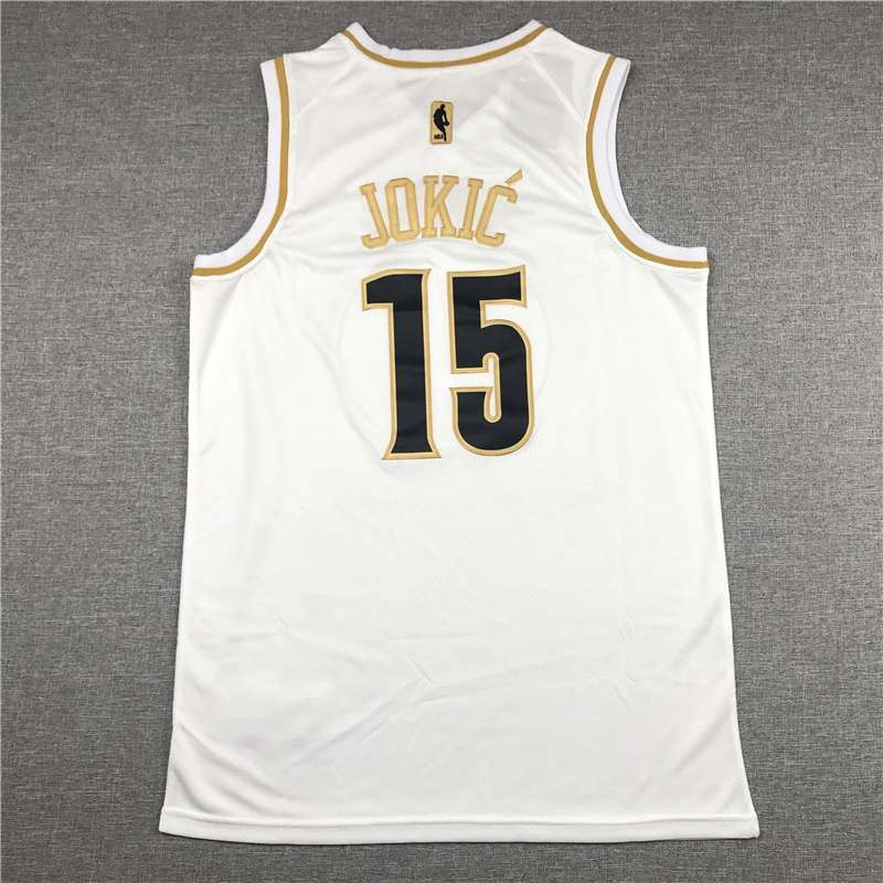 2020 Denver Nuggets JOKIC #15 White Gold Basketball Jersey (Stitched)