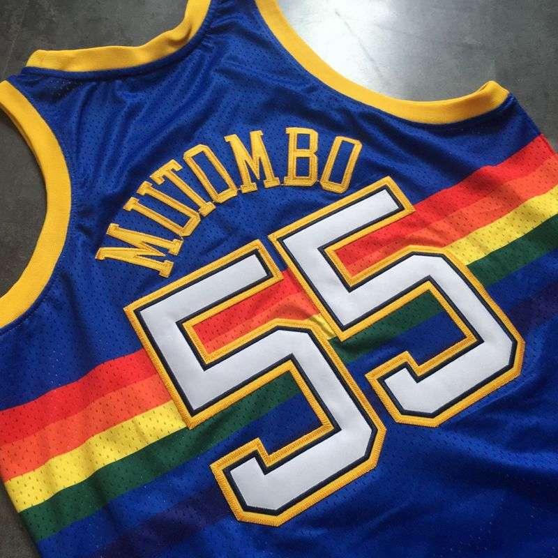 1991/92 Denver Nuggets MUTOMBO #55 Blue Classics Basketball Jersey (Closely Stitched)