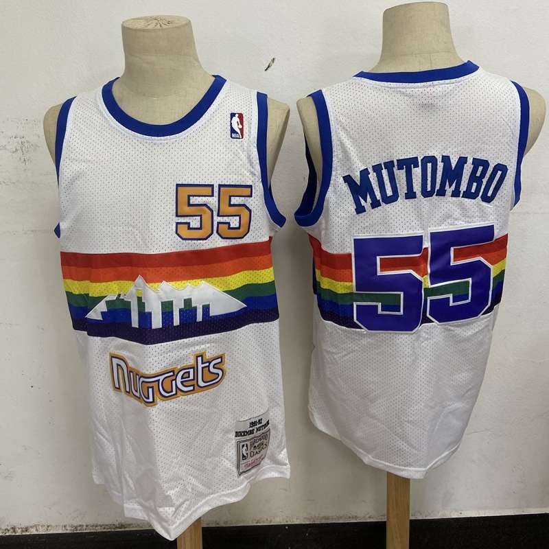 1991/92 Denver Nuggets MUTOMBO #55 White Classics Basketball Jersey (Stitched)