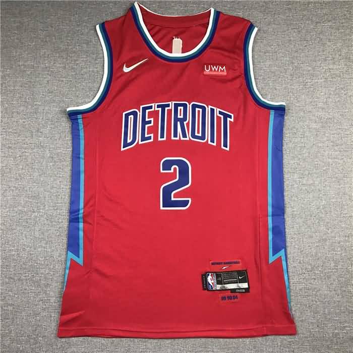 21/22 Detroit Pistons CUNNINGHAM #2 Red City Basketball Jersey (Stitched)