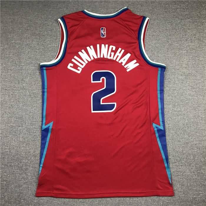 21/22 Detroit Pistons CUNNINGHAM #2 Red City Basketball Jersey (Stitched)