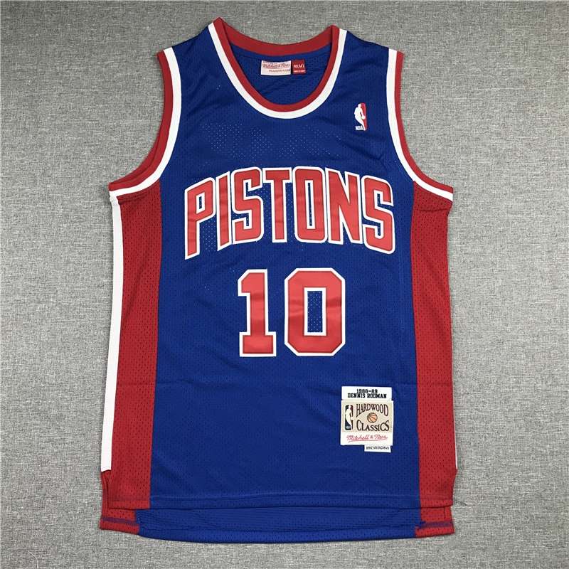 1988/89 Detroit Pistons RODMAN #10 Blue Classics Basketball Jersey (Stitched)