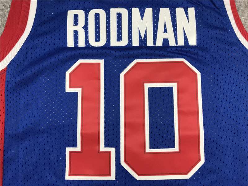 1988/89 Detroit Pistons RODMAN #10 Blue Classics Basketball Jersey (Stitched)