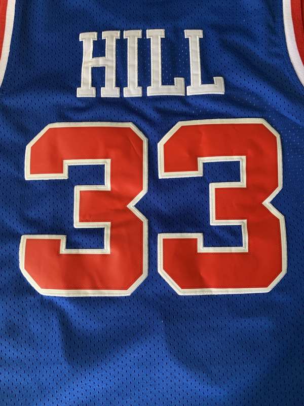 Detroit Pistons HILL #33 Blue Classics Basketball Jersey (Stitched)