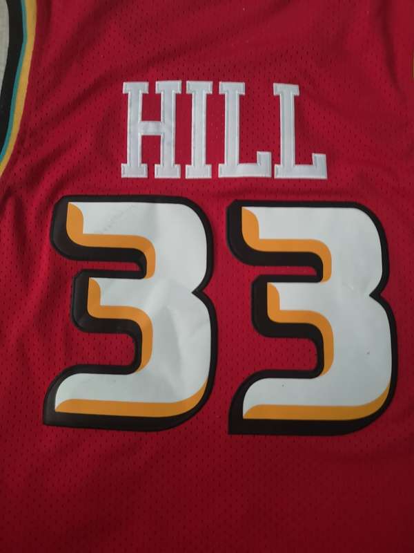 Detroit Pistons HILL #33 Red Classics Basketball Jersey (Stitched)