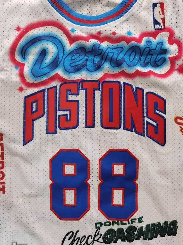 Detroit Pistons DON #88 White Basketball Jersey (Stitched)