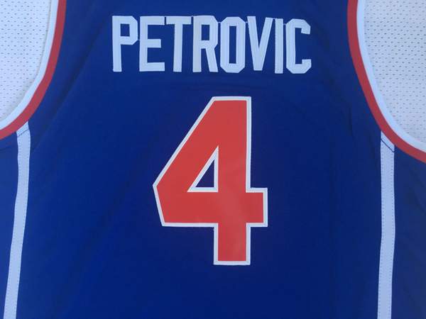 Europe Player PETROVIC #4 Blue Basketball Jersey (Stitched)