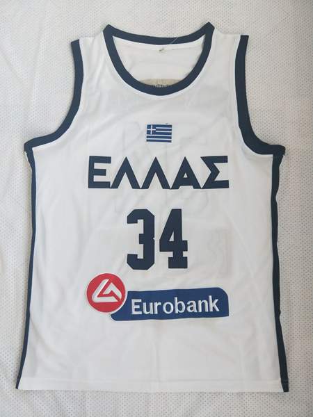Greece ANTETOKOUNMPO G. #34 White Basketball Jersey (Stitched)
