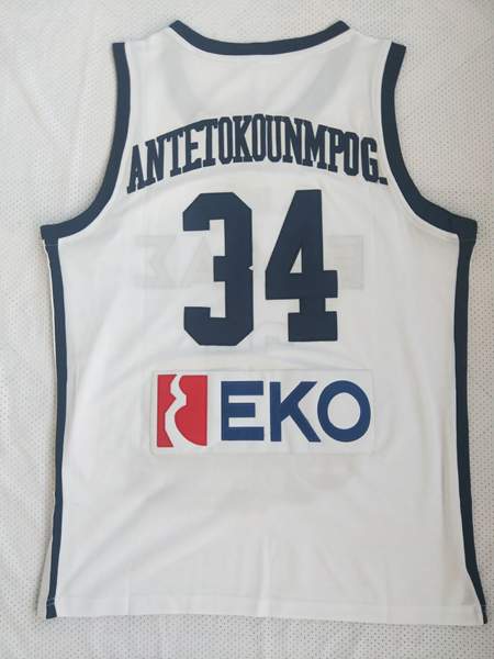 Greece ANTETOKOUNMPO G. #34 White Basketball Jersey (Stitched)