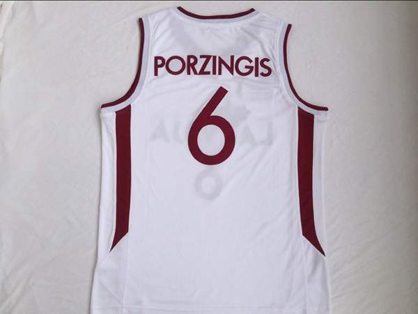 Latvija PORZINGIS #6 White Basketball Jersey (Stitched)