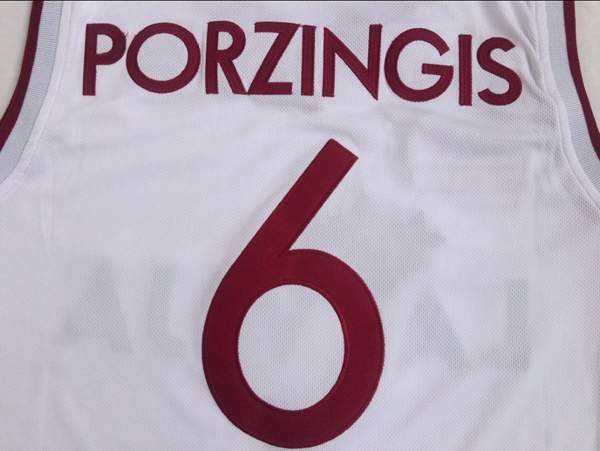 Latvija PORZINGIS #6 White Basketball Jersey (Stitched)