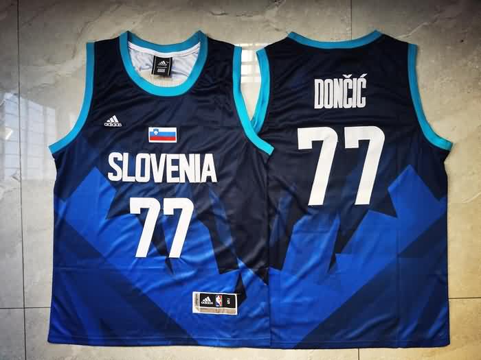 Slovenia DONCIC #77 Dark Blue Basketball Jersey (Stitched)