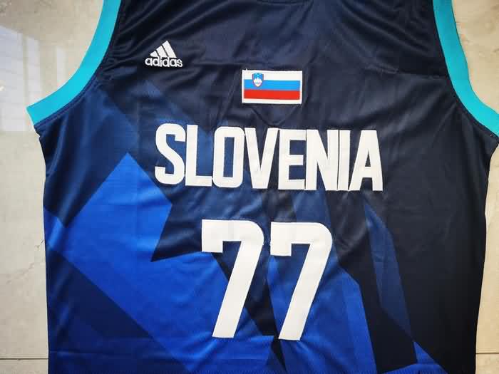 Slovenia DONCIC #77 Dark Blue Basketball Jersey (Stitched)