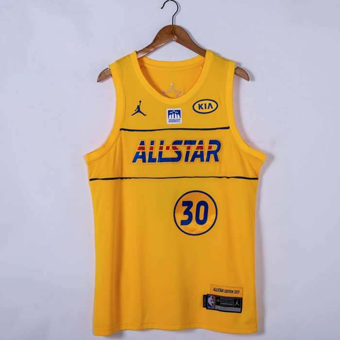 2021 Golden State Warriors CURRY #30 Yellow All Star Basketball Jersey (Stitched)