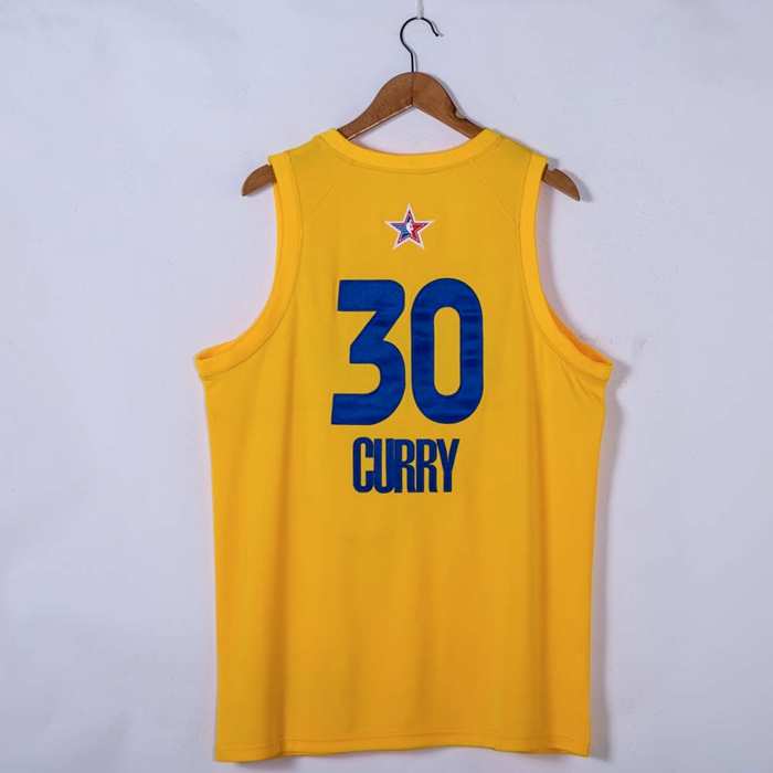 2021 Golden State Warriors CURRY #30 Yellow All Star Basketball Jersey (Stitched)