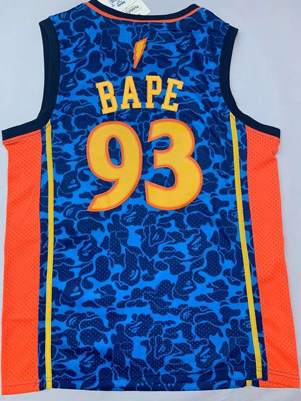 Golden State Warriors BAPE #93 Blue Classics Basketball Jersey (Stitched)