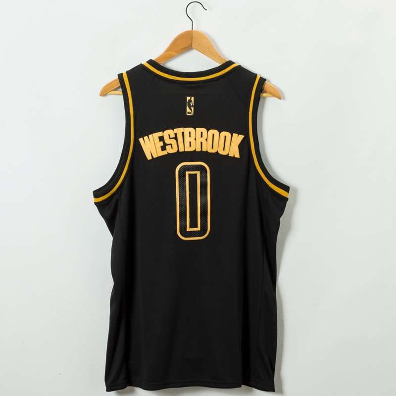 2020 Houston Rockets WESTBROOK #0 Black Gold Basketball Jersey (Stitched)