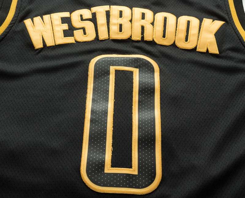 2020 Houston Rockets WESTBROOK #0 Black Gold Basketball Jersey (Stitched)