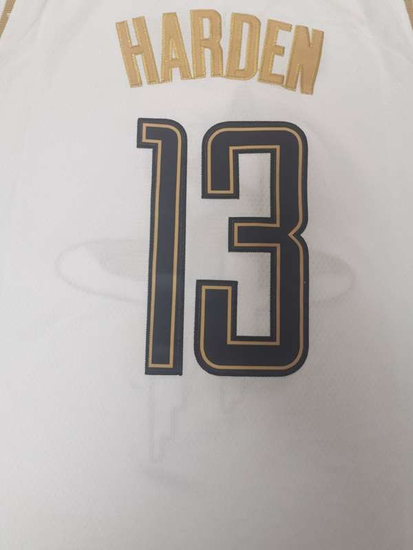 2020 Houston Rockets HARDEN #13 White Gold Basketball Jersey (Stitched)