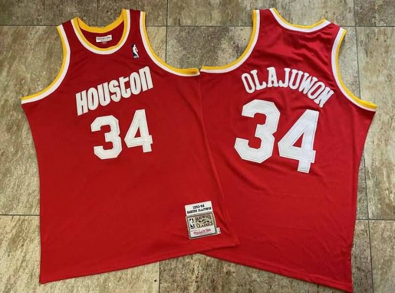 1993/94 Houston Rockets OLAJUWON #34 Red Classics Basketball Jersey (Closely Stitched)