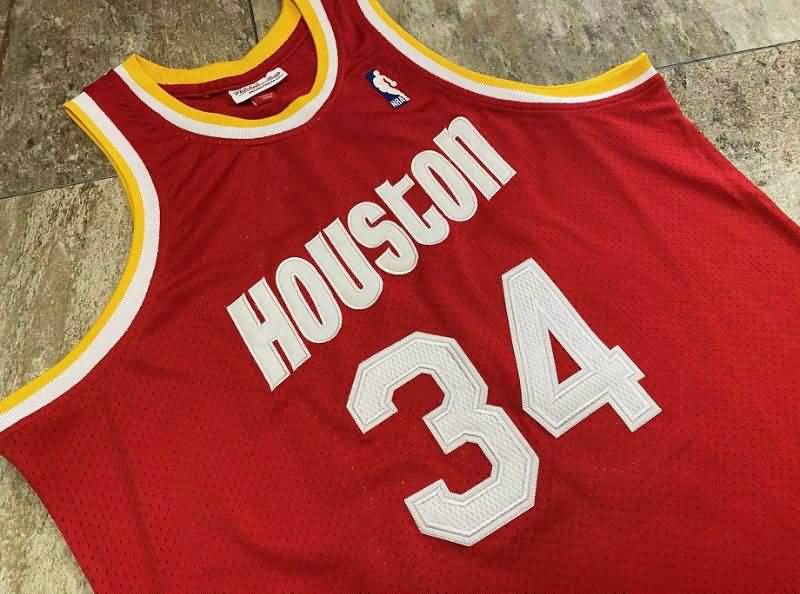 1993/94 Houston Rockets OLAJUWON #34 Red Classics Basketball Jersey (Closely Stitched)