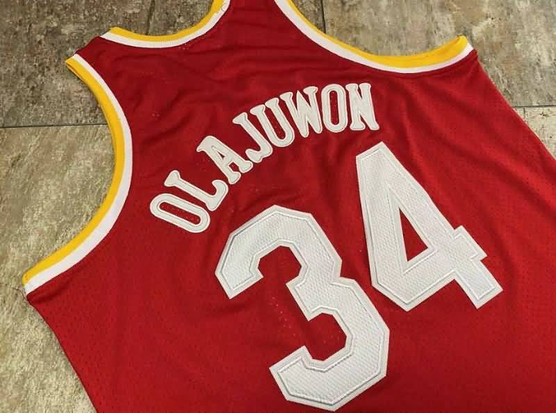 1993/94 Houston Rockets OLAJUWON #34 Red Classics Basketball Jersey (Closely Stitched)