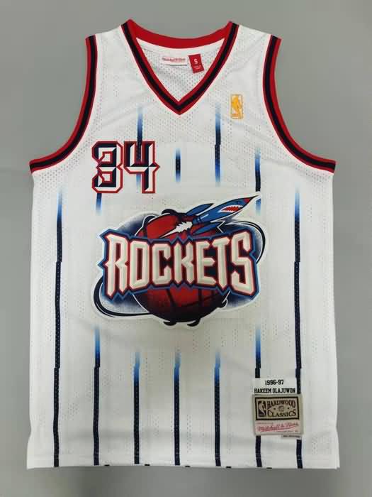 1996/97 Houston Rockets OLAJUWON #34 White Classics Basketball Jersey (Stitched)