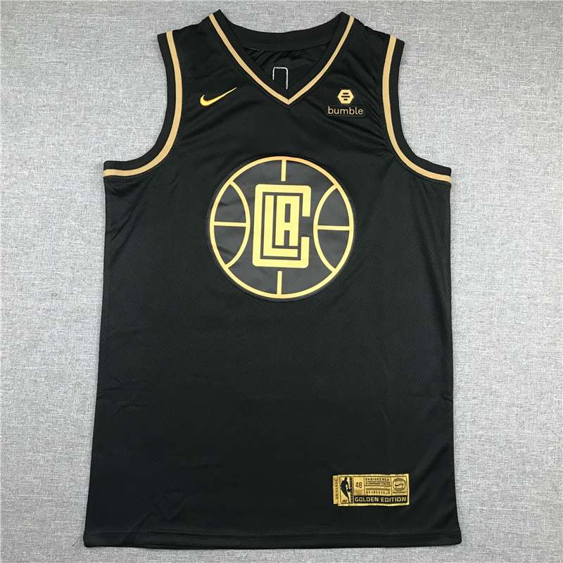 2020 Los Angeles Clippers GEORGE #13 Black Gold Basketball Jersey (Stitched)