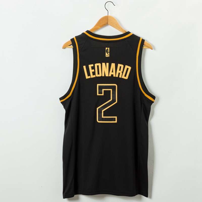 2020 Los Angeles Clippers LEONARD #2 Black Gold Basketball Jersey (Stitched)