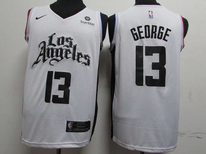 2020 Los Angeles Clippers GEORGE #13 White City Basketball Jersey (Stitched)