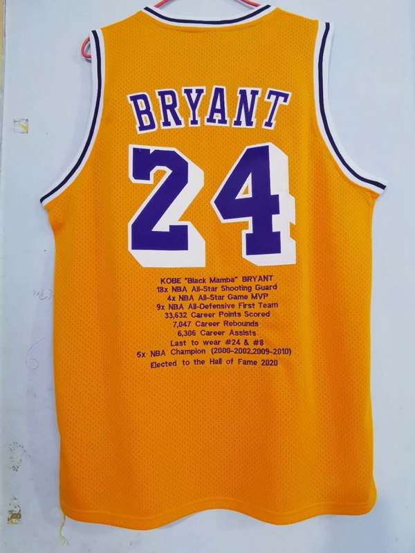 2003/04 Los Angeles Lakers BRYANT #24 Yellow Classics Basketball Jersey (Stitched)