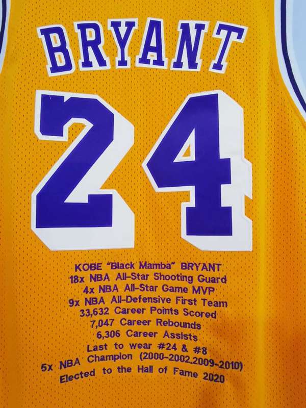 2003/04 Los Angeles Lakers BRYANT #24 Yellow Classics Basketball Jersey (Stitched)