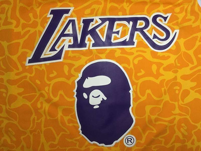 2018/19 Los Angeles Lakers BAPE #93 Yellow Basketball Jersey (Stitched)