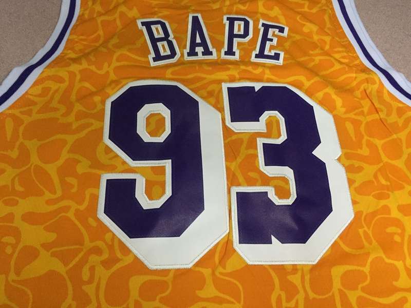 2018/19 Los Angeles Lakers BAPE #93 Yellow Basketball Jersey (Stitched)