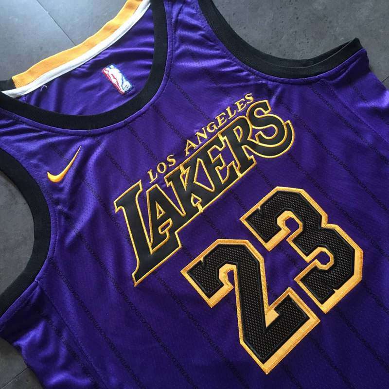 2019 Los Angeles Lakers JAMES #23 Purple City Basketball Jersey (Closely Stitched)